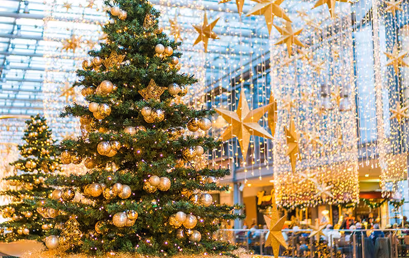 Professional commercial holiday lighting installation
