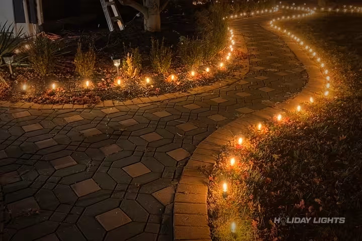 Ground Lights Warm White - Residential Christmas lights installation in New Jersey